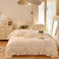 Decobites Korean Princess Style Pure Cotton Bedding Set with Ruffles and Heart Pleat