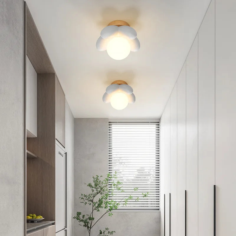 Lámpara de pared de resina de flores para niños Decorbites™ con bombilla LED G9 en blanco y rosa, decoración creativa para dormitorio