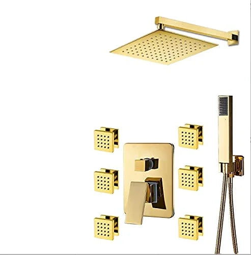 DecorBites™ Gold 12" Digital Display Rainfall Shower Faucet with Single Lever Control