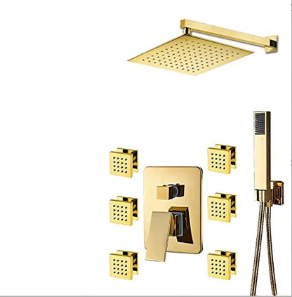 DecorBites™ Gold 12" Digital Display Rainfall Shower Faucet with Single Lever Control