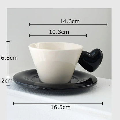 DecorBites™ Heart Shape Porcelain Lovers Mug Set Dining Coffee Cup Tea Saucer Juice Cup