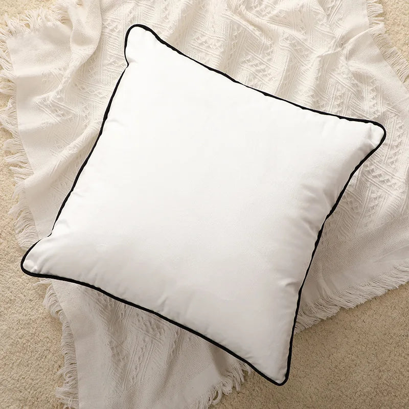 Funda de cojín de algodón con pompón de encaje Decorbites™, 50x50 cm, Bolas blancas, Funda suave para asiento, Decoración del hogar