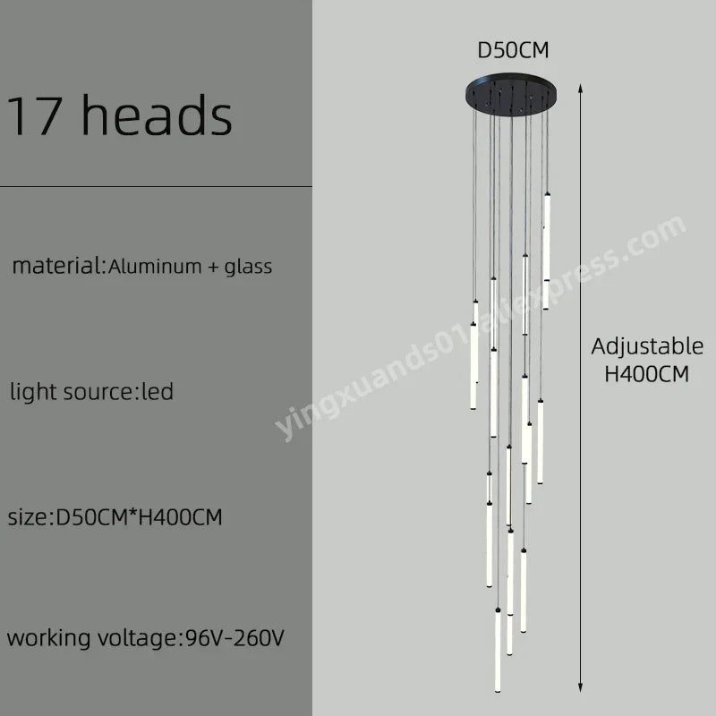 DecorBites™ LED Staircase Chandelier for Home Hotel Hall Lighting