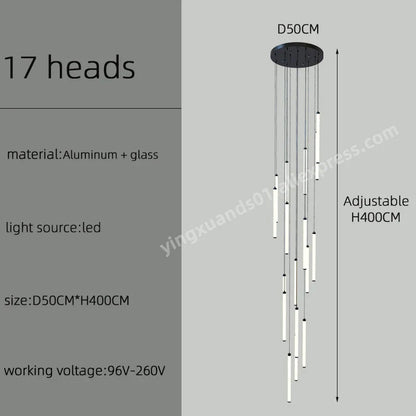 DecorBites™ LED Staircase Chandelier for Home Hotel Hall Lighting