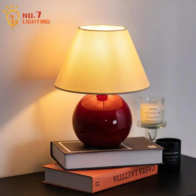 DecorBites™ Chestnut Glass Table Lamp LED E27 Desk Light for Bedroom Living Room