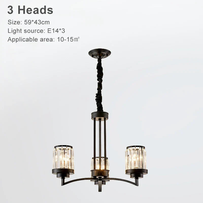 DecorBites™ Black Art Crystal Chandelier for Luxury Living Room Bedroom Lighting Fixtures