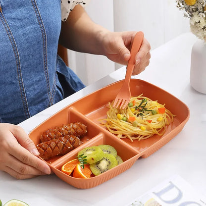 DecorBites™ Divided Dish Diet Plate with 3 Compartments, Microwave Safe Dinnerware for Adults