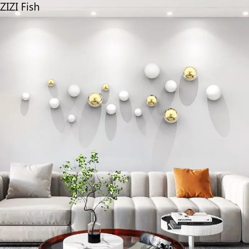 Decorbites™ Decoración de Pared con Bolas Doradas Ornamentos Estética de Habitación Fondo de Exhibición para el Hogar