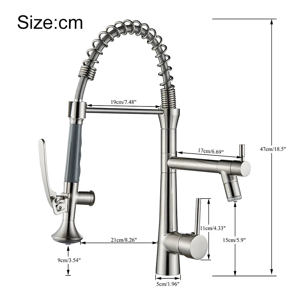 DecorBites™ Dual Spout LED Kitchen Faucet 360 Rotate Hot Cold Mixer for Stylish Sink