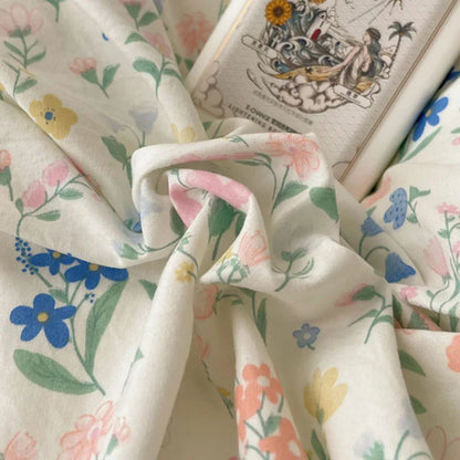 DecorBites™ Korean Lace Bedding Set, Full Double Size, Washed Cotton, Soft Bedclothes