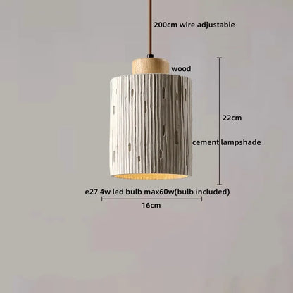 DecorBites™ LED Pendant Lights for Modern Decor with Cement Wood Design