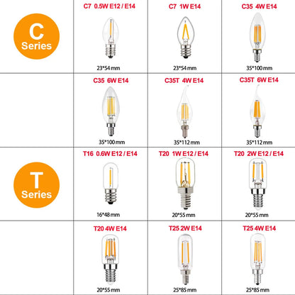Bombilla de Filamento LED™ Decorbites Vidrio Transparente T16 A19 ST64 Regulable Luz Vintage