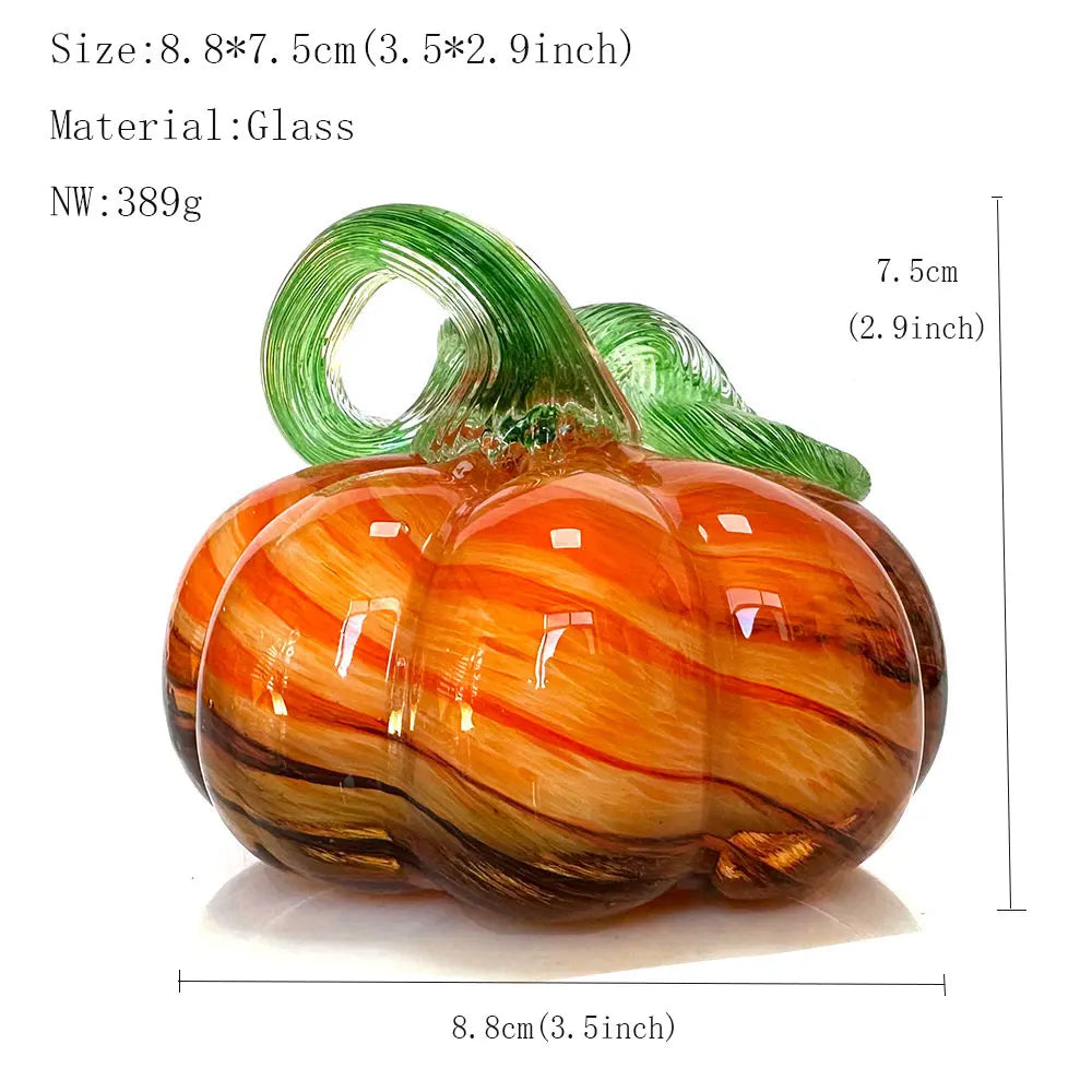 DecorBites™ Handmade Glass Pumpkin Figurines Collectible Statue Home Decor