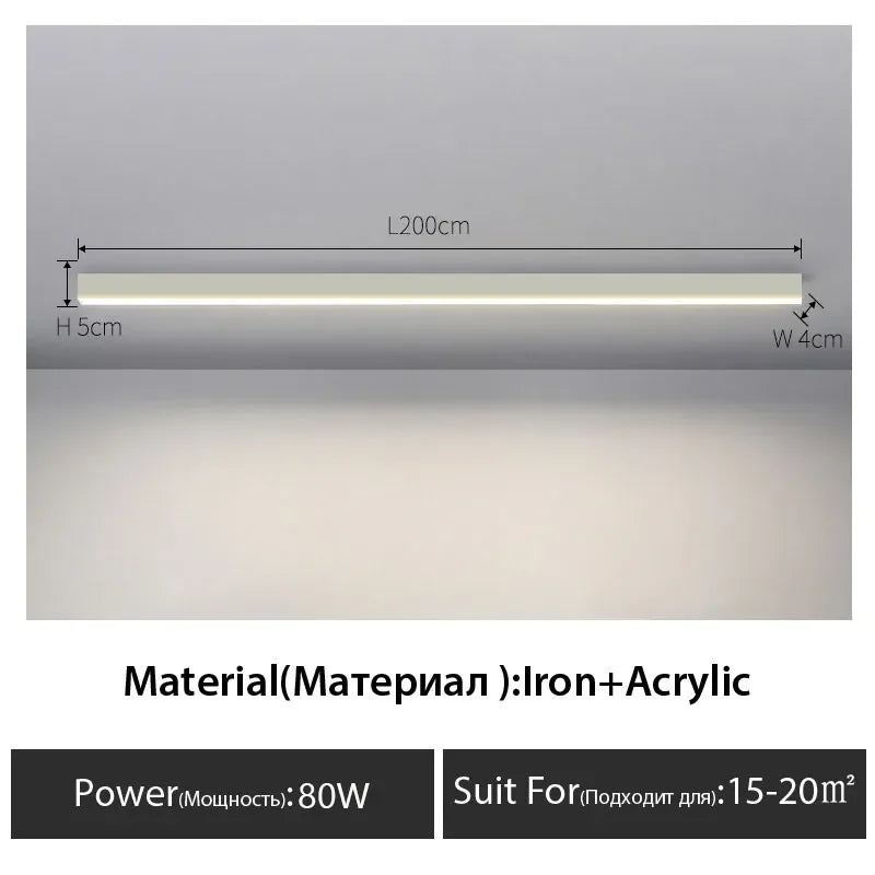 ديكوربايتس™ مصباح سقف LED خطي أسود للممر، غرفة النوم، غرفة الطعام، غرفة المعيشة - تصميم بسيط