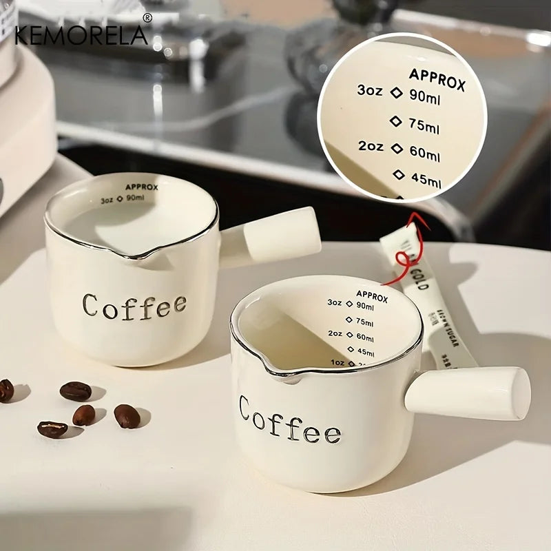 DecorBites™ Ceramic Measuring Cups Set | Precise Kitchen Tools for Espresso and Milk Extraction