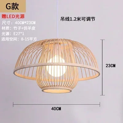 DecorBites™ Bamboo Ceiling Chandelier for Home Garden Restaurant Bedroom Study Decoration Lamps