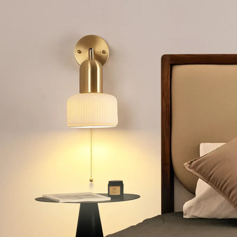 DecorBites™ Ceramic Art Wall Lamp with Rotatable LED Lights & Pull Chain Switch