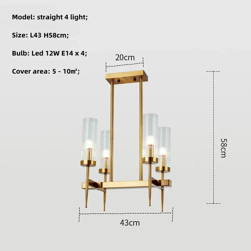 DecorBites™ Gold Metal Glass LED Pendant Lights Chain Hanging Lamp