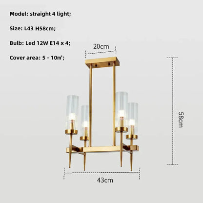 DecorBites™ Gold Metal Glass LED Pendant Lights Chain Hanging Lamp