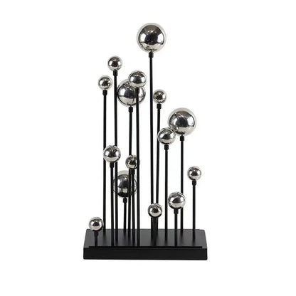 Escultura geométrica de bola dorada DecorBites™: Adorno decorativo para el hogar, artesanía en metal
