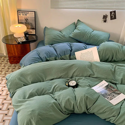 DecorBites™ Cotton Bedding Set: Soft Duvet Sheets, Pillowcases, Comforter Set - All Seasons Comfort