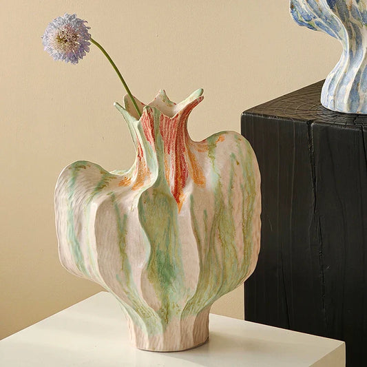 DecorBites™ Colorful Irregular Ceramic Petal Vase - Home Decor Handicrafts, Terrarium