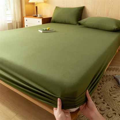 DecorBites™ Cotton Fitted Sheet with Elastic Bands for Single Double King Queen Bed