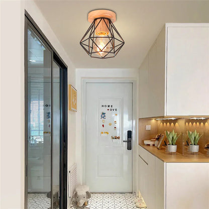 Lámpara de techo DecorBites™ Iron Wood E27: Minilámpara nórdica moderna para salón y dormitorio