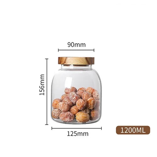 Tarros de cristal DecorBites™ de 3 litros para cocina con tapa hermética de acacia - Juego de 2 | Recipientes versátiles para almacenar alimentos