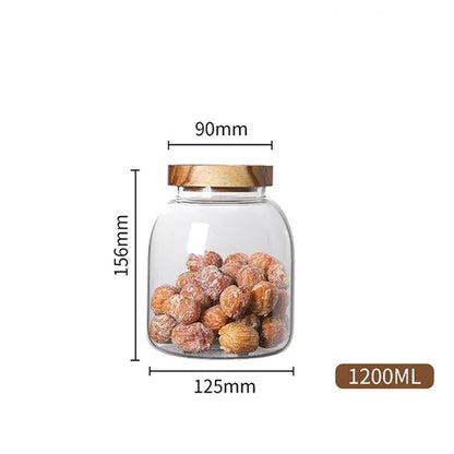 Tarros de cristal DecorBites™ de 3 litros para cocina con tapa hermética de acacia - Juego de 2 | Recipientes versátiles para almacenar alimentos