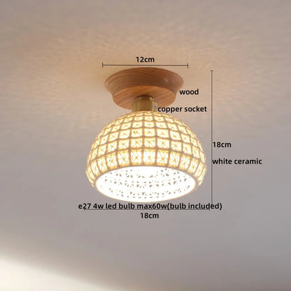 DecorBites™ Glass Wood LED Ceiling Lamp for Home Lighting and Decoration