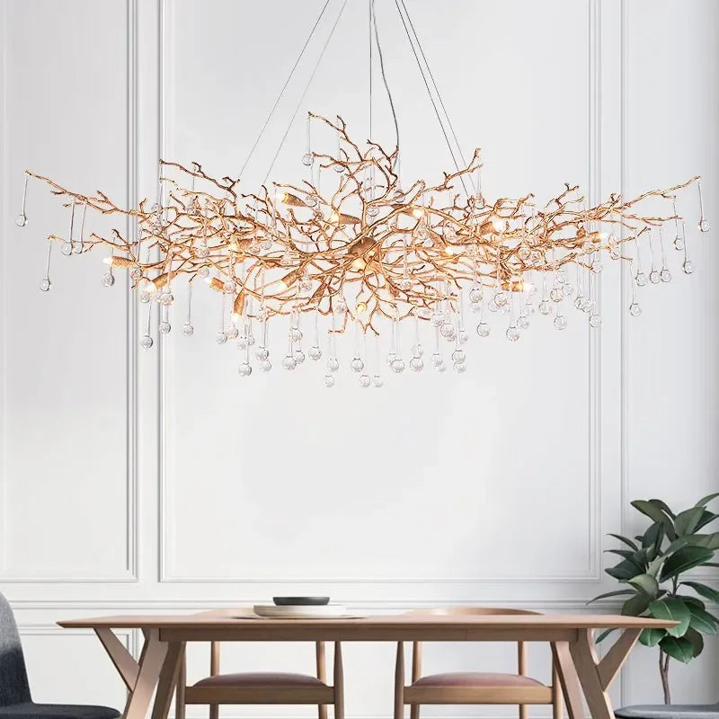 Lámpara de Suspensión de Cobre de Lujo de Araña de Cristal de Rama LED™ Decorbites