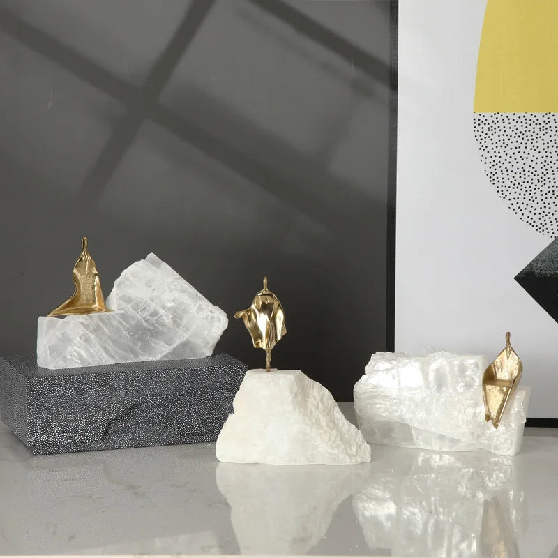 DecorBites™ Golden Man Crystal Mountain Sculpture Home Decor Handcraft