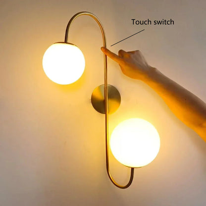 DecorBites™ Gold Glass Ball Wall Sconce LED Round Ball Wall Lamp