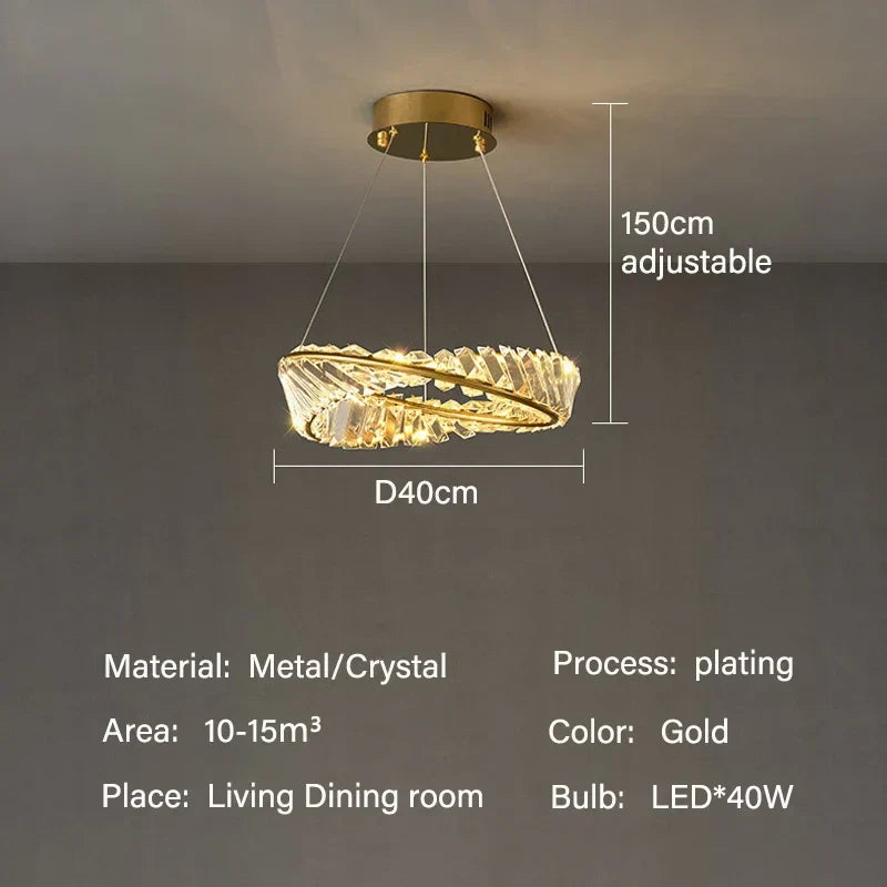 Chandelier de Colgante de Cristal LED Oro Decorbites™ para Iluminación y Decoración de Lujo en Sala de Estar y Comedor