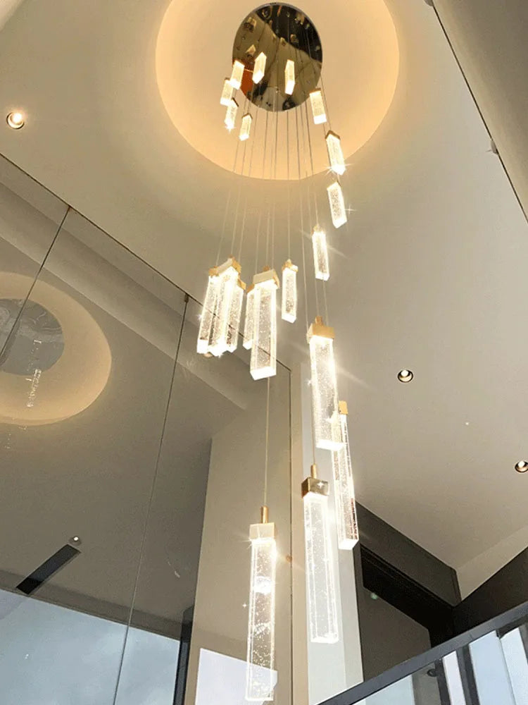 DecorBites™ Crystal Ceiling Chandelier: Modern Nordic Design, Long Staircase Pendant Lamp
