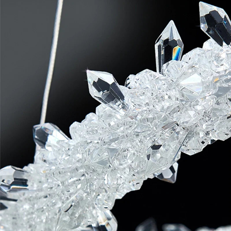 DecorBites™ K9 Crystal Round Chandelier: Modern LED Pendant Lamp for Home, Living Room, Bedroom, Lobby