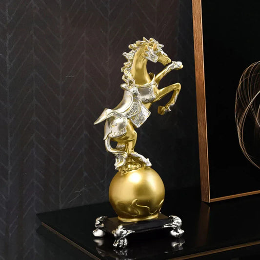 DecorBites™ Golden Horse Sculptures: Home & Office Decor Ornaments