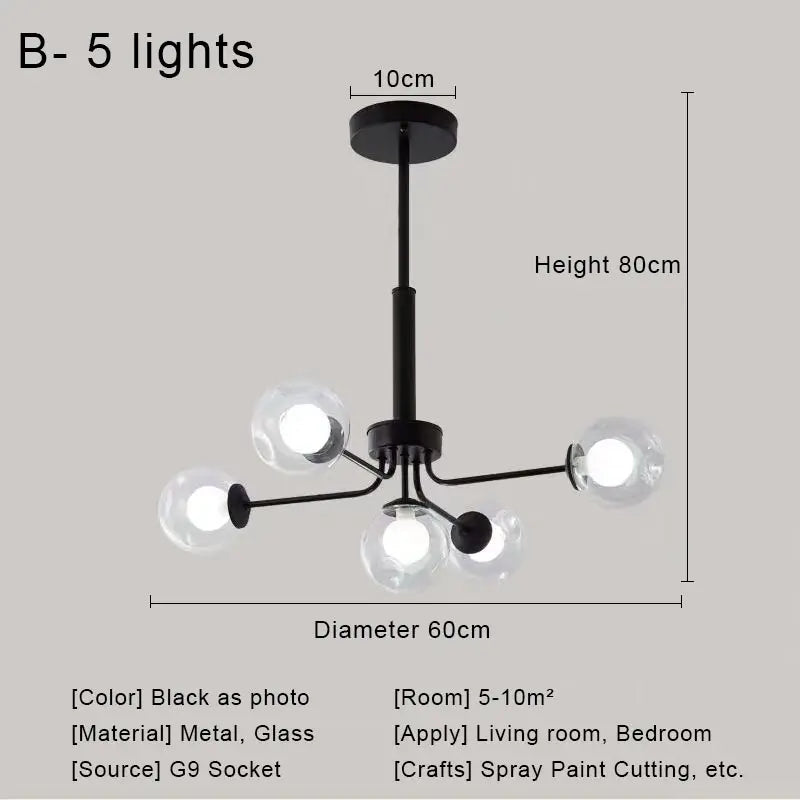 ثريا DecorBites™ الزجاجية المعلقة على شكل كرة لغرفة المعيشة وغرفة النوم وغرفة الطعام