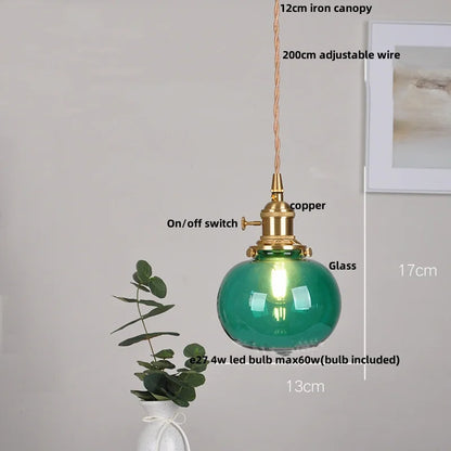 DecorBites™ Bubble Glass Ball LED Pendant Lamp with Copper Knob Switch - Nordic Modern Home Decor