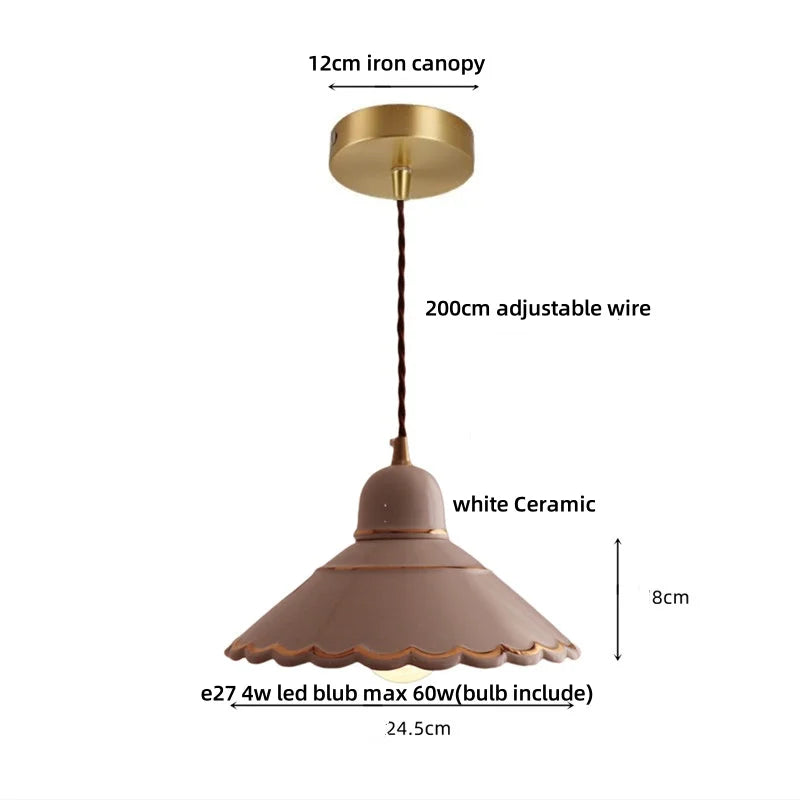 DecorBites™ LED Pendant Lamp Modern Style Home Lighting Living Room Study Bar White Flower Ceramic