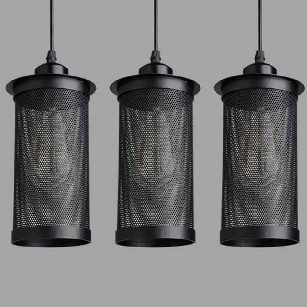 DecorBites™ Industrial Nordic Black Iron Cage Pendant Light Loft Hanging Lamp