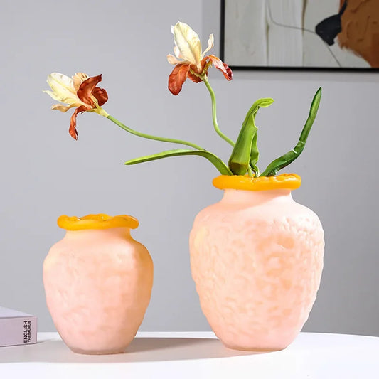 DecorBites™ Colorful Frosted Glass Vase Hydroponic Flower Arrangement Room Decoration