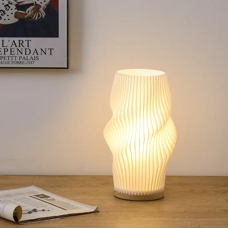 DecorBites™ French cream style 3D desk lamp ins internet red pleated bedroom bedside lamp study coffee shop card seat