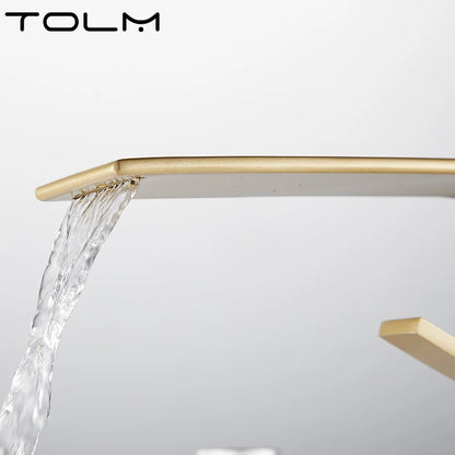 TOLM Basin Faucet Modern Bathroom Faucet Mixer Tap Black/White Wash basin Faucet Single Handle Hot and Cold Waterfall Faucet