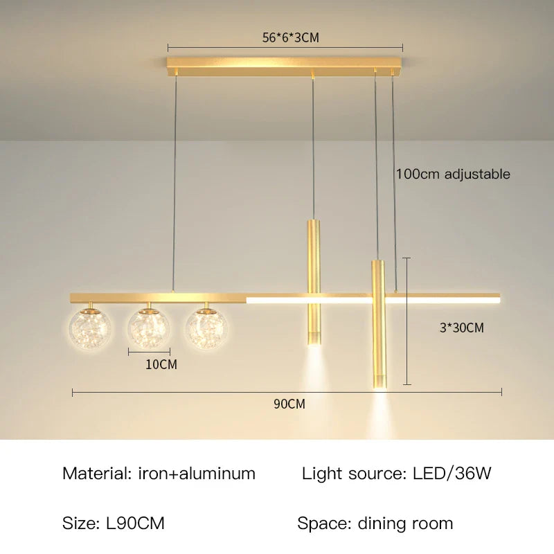 مصباح معلق أسود وذهبي من ديكوربايتس™ | إضاءة داخلية عصرية لغرفة الطعام والمطبخ