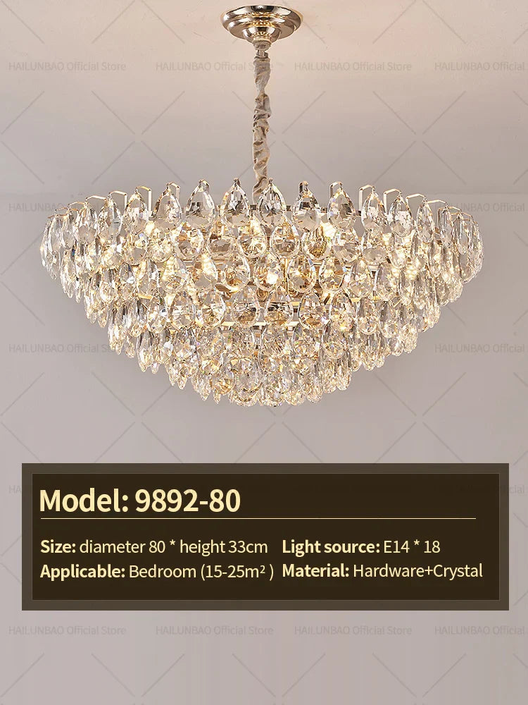 DecorBites™ Crystal Chandelier Ceiling Light for Living Room Bedroom Dining Room