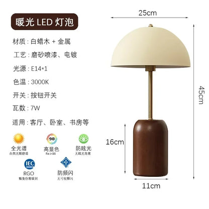 Lámpara de mesa LED DecorBites™ de madera maciza estilo francés medieval para dormitorio o sala de estar