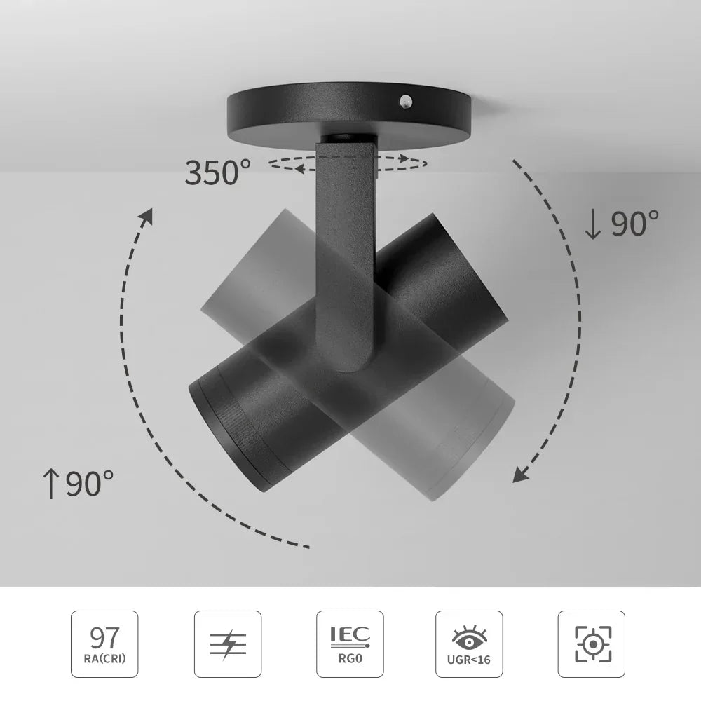 DecorBites™ 12W Dimmable LED Ceiling Spotlight | Adjustable Beam Angle | CRI97 Black