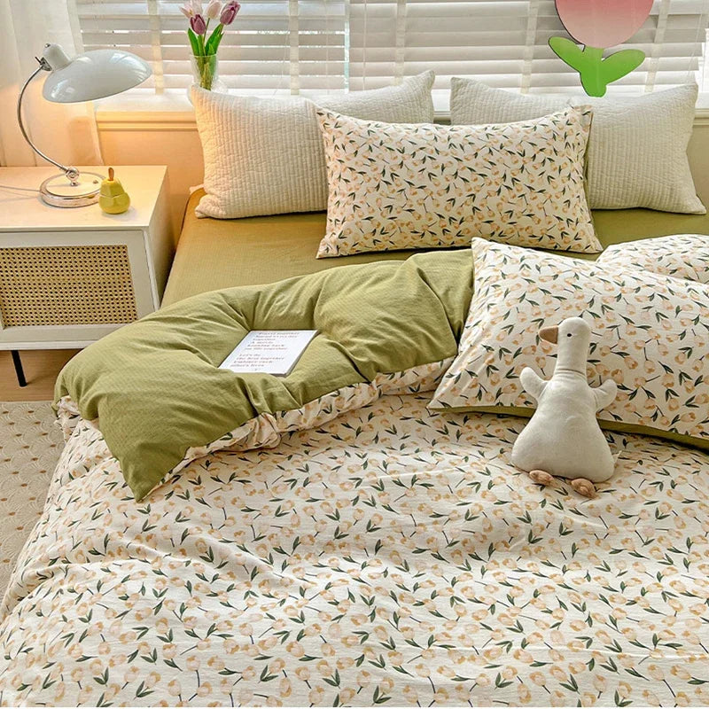 Juego de funda nórdica DecorBites™ de algodón estampado con doble capa de hilo - Cama Queen/King/Doble/Individual